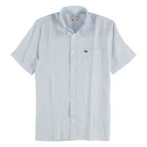 Lacoste Mens Regular Fit Linen Button Up Shirt, Blue, NWT